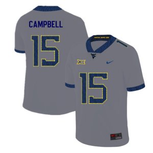 Men's West Virginia Mountaineers NCAA #15 George Campbell Gray Authentic Nike 2019 Stitched College Football Jersey TA15U38YN